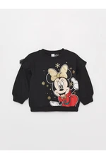 LC Waikiki Crew Neck Long Sleeve Minnie Mouse Printed Baby Girl Sweatshirt