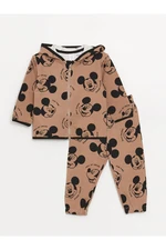 LC Waikiki Hooded Long Sleeve Mickey Mouse Printed Baby Boy Sweatshirt and Tracksuit Bottom, 2-pack