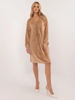 Brown velour dress with long sleeves