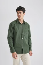 DEFACTO Relax Fit Polo Collar Gabardine Long Sleeve Shirt