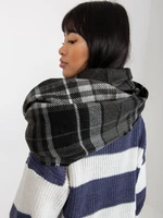 Women's black and white checkered winter scarf