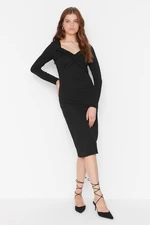 Trendyol Black Collar Detailed Bodycon Midi Knitted Dress