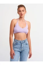 Dilvin 1061 Lace-Up Back Tricot Bralette Lilac