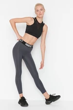 Trendyol Smoky Compression Slogan Długie legginsy sportowe z nadrukiem