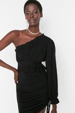 Trendyol Black Gippe Detailed Knitted Evening Dress