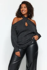 Trendyol Curve Antracytowy Sweter Z Dzianiny Plus Size