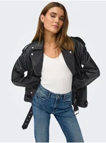 Women's black faux leather jacket ONLY Vera - Women