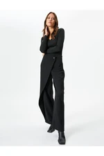 Koton Wide Leg Trousers High Waist Covered Buttoned