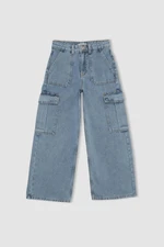 DEFACTO Girls Cargo Fit Wide Leg Jeans