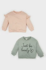 DEFACTO Baby Girl Crew Neck Printed 2-Pack Sweatshirt