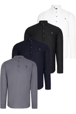 QUADRUPLE SET G783 DEWBERRY JUDGE COLLAR SHIRT-BLACK-WHITE-NAVY-ANTHRACITE