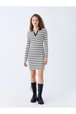 LC Waikiki XSIDE Polo Neck Striped Long Sleeve Women's Dress