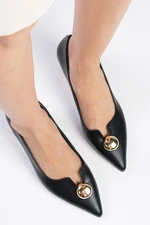 Mio Gusto Charlotte Black Color Pointed Flat Toe Women's High Heel Shoes