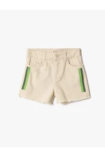 Koton Gabardine Shorts Cotton Embroidery Detailed.