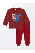 LC Waikiki Crew Neck Long Sleeve Printed Baby Boy Sweatshirt and Tracksuit Bottom 2-Piece Set