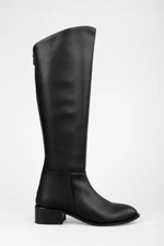 Shoeberry Women's Breeze Black Leather Boots