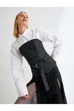 Koton Strapless Blouse With Belt Asymmetrical Cut