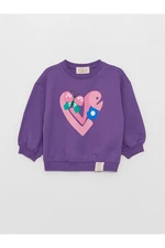 LC Waikiki Crew Neck Long Sleeve Printed Baby Girl Sweatshirt Purple