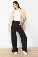 Trendyol Black Piping Leg Zipper Detail Wide Leg/Wide Leg Woven Sweatpants