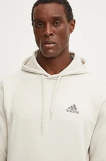 Mikina adidas Essentials pánská, béžová barva, s kapucí, hladká, IZ4760