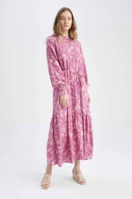 DEFACTO Regular Fit Flower Long Sleeve Maxi Long Sleeve Dress