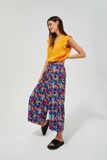 Wide trousers with tropical print