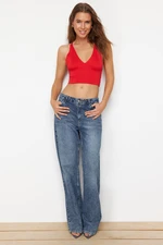 Trendyol Red Super Crop Back Detailed Knitted Thin Blouse