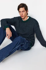 Trendyol Green Regular Fit Crew Neck Jacquard Knitwear Sweater