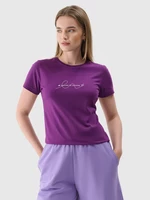 Dámske slim tričko s potlačou - fialové