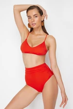 Trendyol Red Smooth High Waist Hipster Bikini Bottom