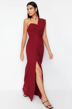 Trendyol Burgundy Plain Regular Woven Evening Dress & Graduation Dress