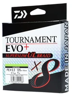 Daiwa splétaná šňůra tournament x8 evo+ super slim ul braid chartreuse 135 m - 0,06 mm 5,40 kg