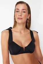 Trendyol Black Balcony Tie-Up Bikini Top