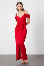 Trendyol Red Belt Detailed Woven Long Evening Dress