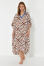 Trendyol Ethnic Patterned Wide Fit Midi Woven Beach Dress