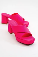 LuviShoes Lowa Fuchsia Women's Heeled Slippers