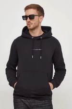 Bavlněná mikina Pepe Jeans Dave Hoodie pánská, černá barva, s kapucí, s potiskem