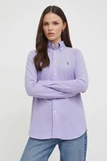 Bavlněná košile Polo Ralph Lauren fialová barva, regular, s klasickým límcem, 211924258