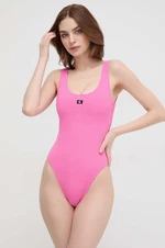 Jednodílné plavky Calvin Klein růžová barva, měkký košík, KW0KW02401