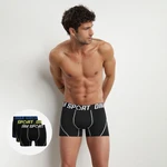 DIM SPORT COTTON STRETCH BOXER 3x - Pánske športové boxerky 3 ks - čierna