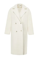 Trendyol Ecru Double Breasted Oversize Plush Coat