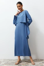 Trendyol Blue Plain Aller Detailed Woven Dress