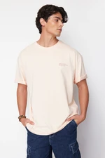 Trendyol Powder Oversize 100% Cotton Crew Neck Minimal Text Printed T-Shirt