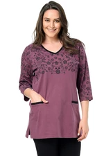 Şans Women's Plum Plus Size Cotton Fabric Pocket Detailed Tunic