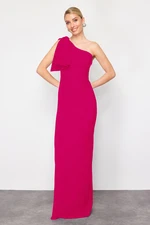 Trendyol Fuchsia Plain Fitted Woven Evening Dress