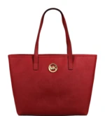 Červená kožená kabelka Michael Kors Travel Tote Red