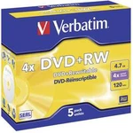 DVD+RW 4.7 GB Verbatim 43229, přepisovatelné, stříbrný matný povrch, 5 ks, Jewelcase