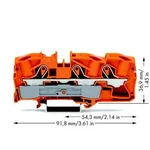 Průchodková svorka WAGO 2016-1302, pružinová svorka, 12 mm, oranžová, 20 ks