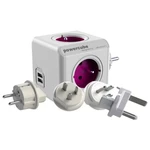 POWERCUBE REWIRABLE USB + PLUGS 4X230V + USB + cestovní adaptéry fialová