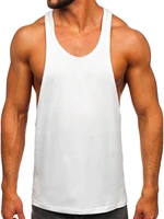 Tricou tank top fără imprimeu bărbați alb Bolf 1245